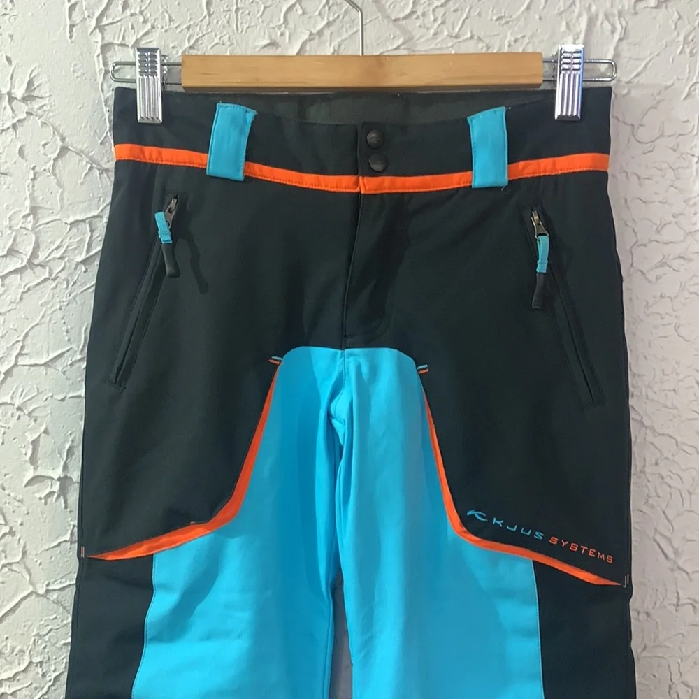 KJUS Waterproof Snowboard Ski Pants Blue Black Orange Kids Boys 6/116 Outdoor - Picture 4 of 13